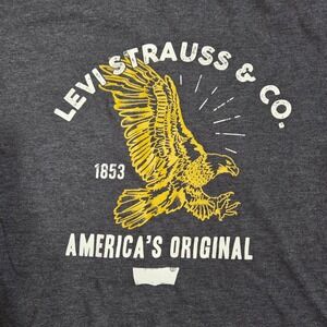 Levis Mens Graphic T-Shirt Medium Gray America's Original Eagle Logo 1853 Tee